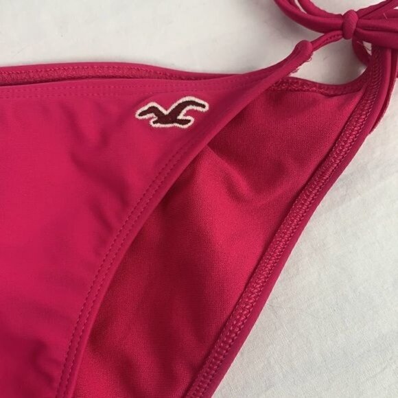 Hollister Ruffle Trim String Bikini Bottoms - Raspberry Pink, Size Small Juniors - Picture 4 of 4